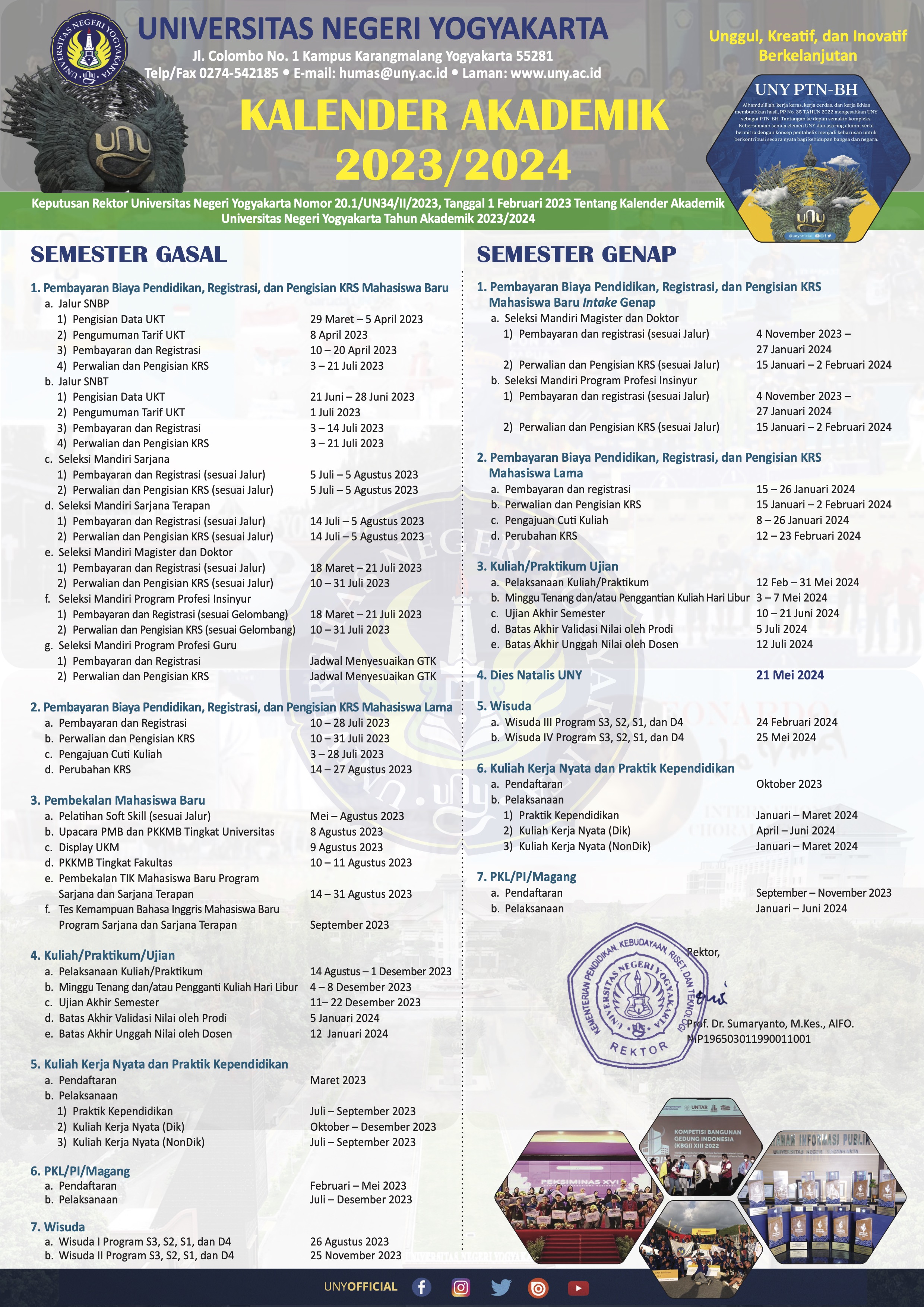 KALENDER AKADEMIK TAHUN 2023 2024 Universitas Negeri Yogyakarta